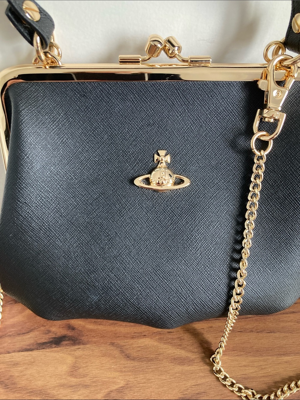 Vivienne Westwood Black and Gold Mini Frame Bag - Picture 2 of 6